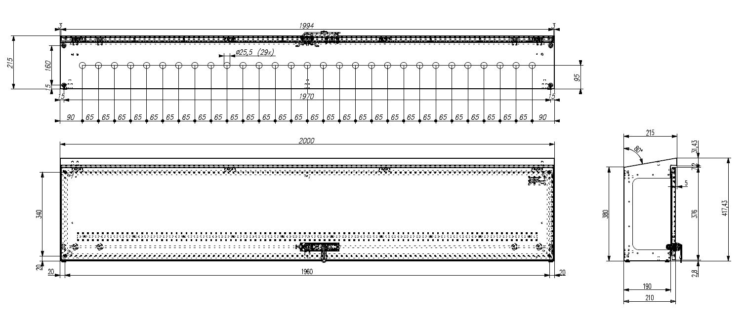 belichtingspaneel regendak tekening